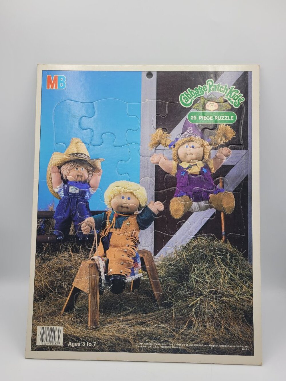 1984 Cabbage Patch Frame Tray Puzzle Farm Cowboy Hay Fun Friends Straw